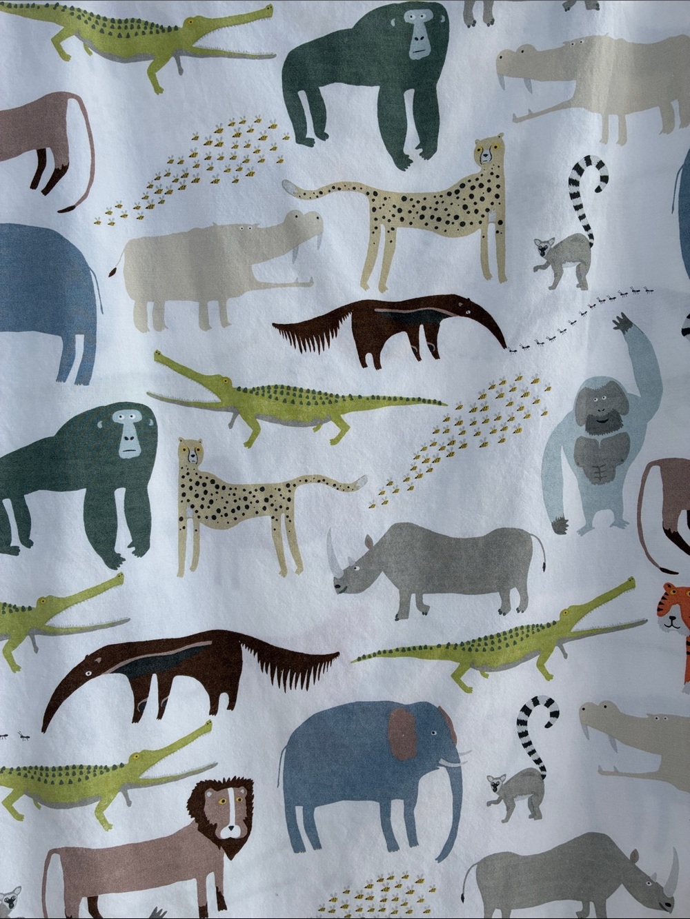 Pottery Barn Kids “Silly Safari” Animal Print twin organic cotton top sheet only